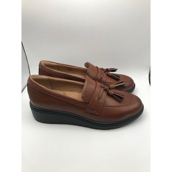 Easy Spirit Tracen Wedge Loafer Tassel Slip On Brown 7M NWOB - Picture 3 of 6